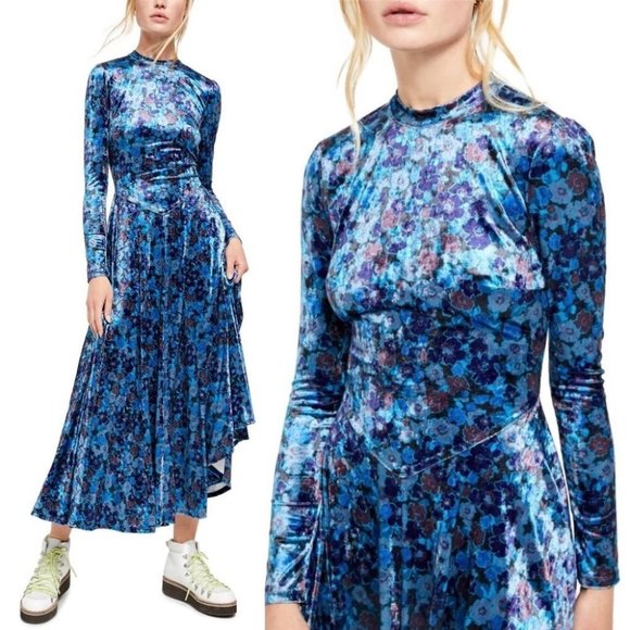 Free People Blue Floral Midi Dress - Picture 2 of 12